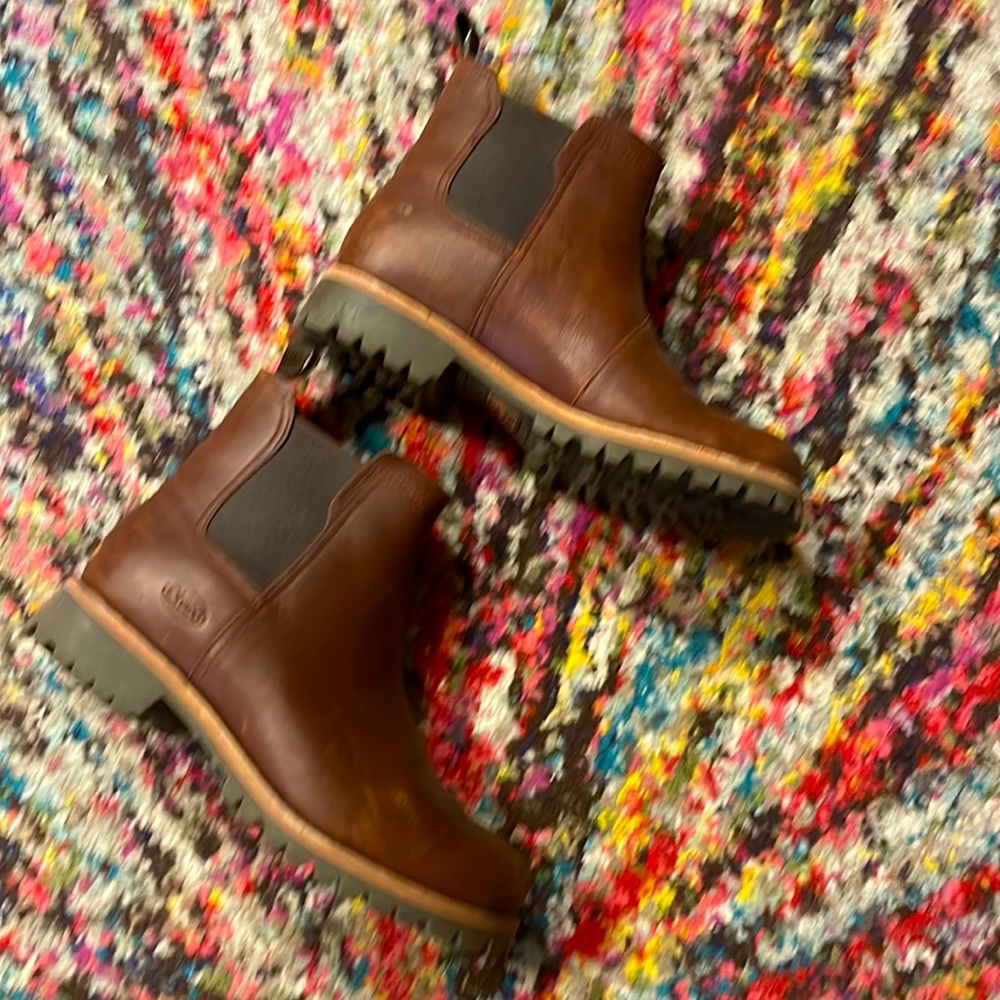 Chaco brown oiled leather boots.  Size 8.